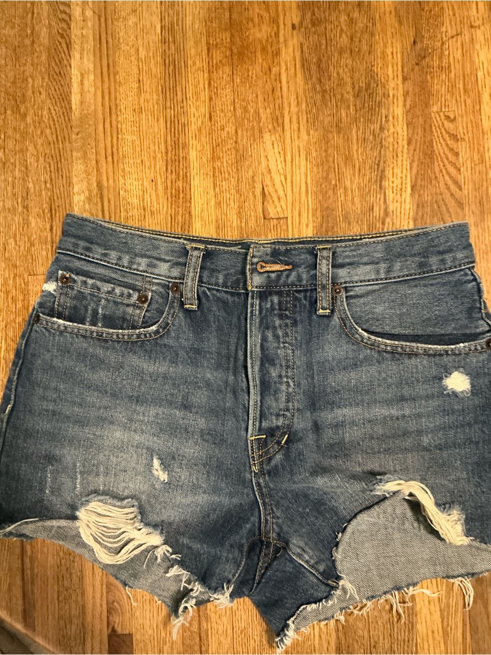 We The Free Distressed Blue Denim Cutoff Shorts
